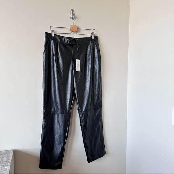 NWT-HALSTONBLACK Faux Leather Straight-Leg Pants - Picture 5 of 12
